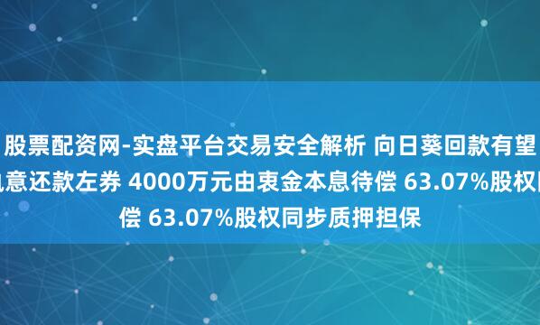 股票配资网-实盘平台交易安全解析 向日葵回款有望:上海兮噗执意还款左券 4000万元由衷金本息待偿 63.07%股权同步质押担保
